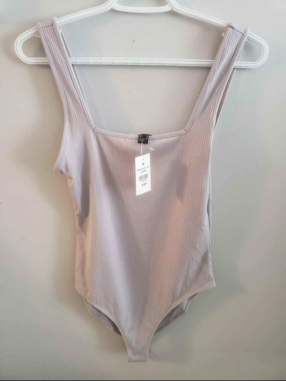 Forever 21 Pale Lavender Ribbed Scoop Bodysuit
